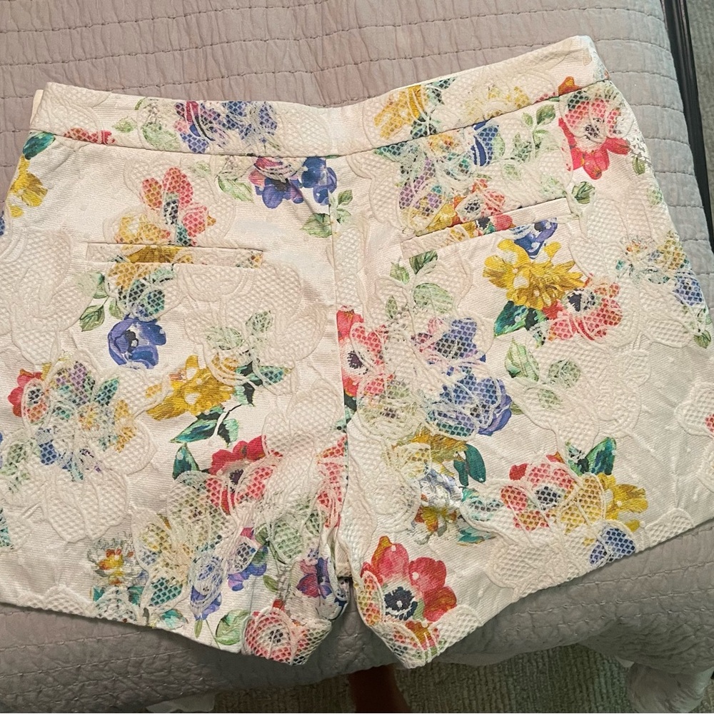 Anthropologie by Elevenses Floral Lace Shorts - Cream Multicolor